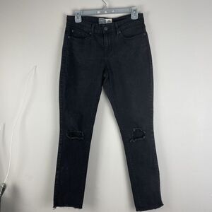 Signature by Levis The Skinny Jeans Women 4 Mid Rise Destroy Raw Hem Denim Black